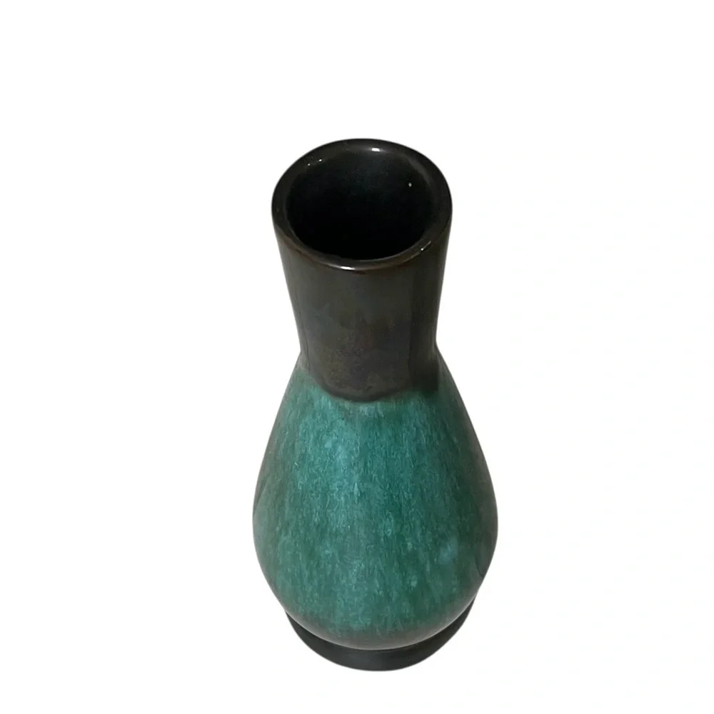 BLUE MOUNTAIN POTTERY Vintage Ceramic VaseTeal Black